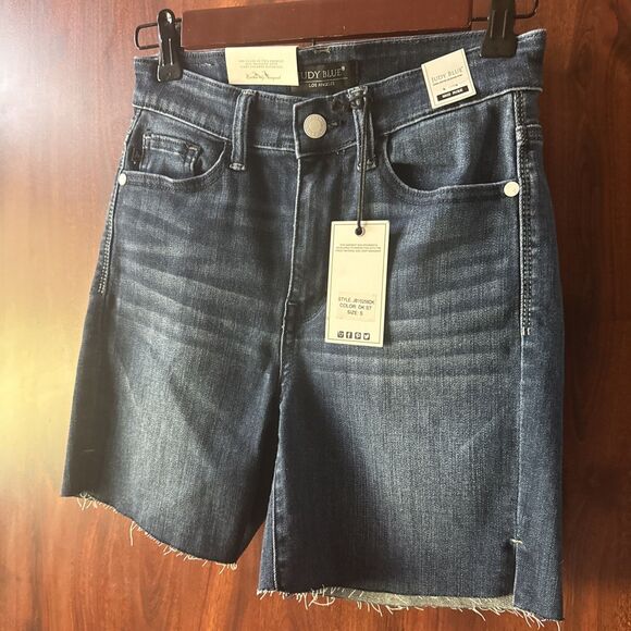 New JUDY BLUE S Mid Rise Mid Length Cut Off Shorts Women - Picture 2 of 12